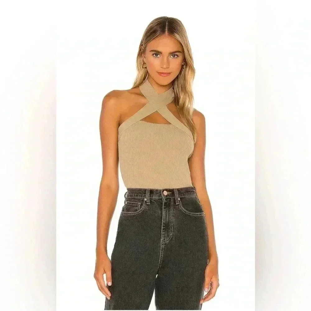 Revolve NBD Yvette Halter Top in Taupe Tan XS